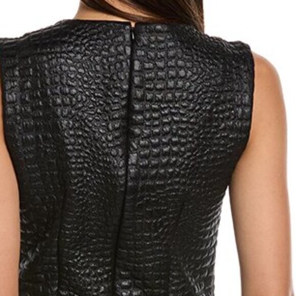NWT Black Natori Crocodile Jacquard faux leather look Dress, size 6 - Picture 5 of 7